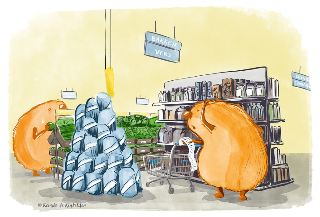 monster in supermarket shopping